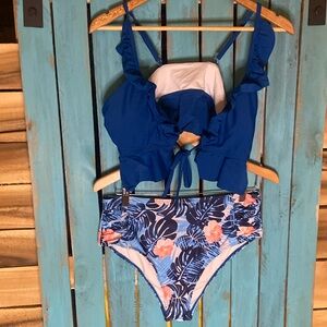 Beachsissi two piece bikini swim suit tie top size XL